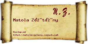 Matola Zétény névjegykártya